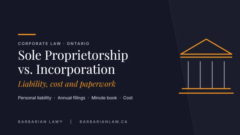 Sole Proprietorship vs. Incorporation in Ontario